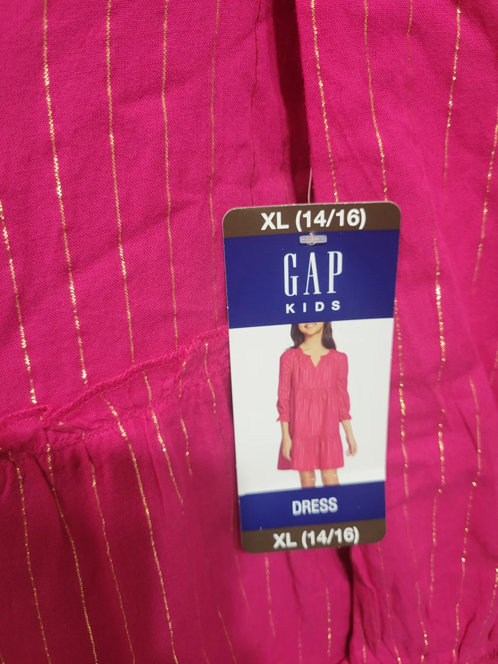 GAP KIDS Fuchsia Dress with Gold Pinstripes